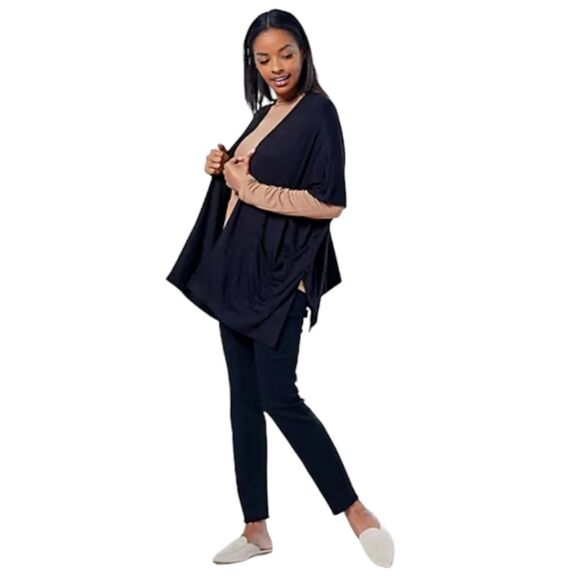 Susan Graver Weekend Black Jersey Knit Relaxed Cardigan size XS - Picture 1 of 8